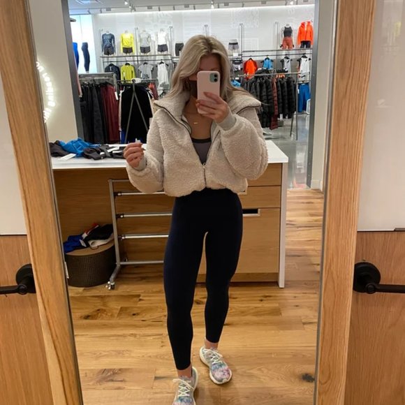 Lululemon Cinchable Fleece Zip-Up Jacket White Opal - Picture 2 of 3